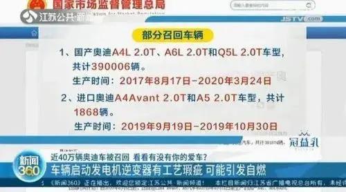 近40万辆奥迪车被召回