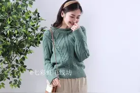 翠薇：美丽诺羊毛女士棒针圆领套头衫（附图解）图片