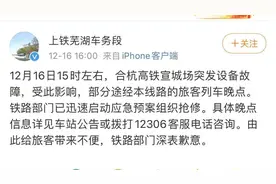 合杭高铁宣城场突发设备故障 部分列车停运图片