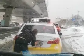 沈阳一司机用雪遮挡号牌被罚 交警：扣12分罚200元图片