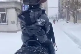 辽宁鞍山男童骑马迎着风雪出门吃大餐，祖国未来的接班人就该如此图片