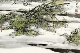 名家山水画《春雪图》欣赏图片