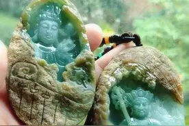 翡翠极品带皮雕刻欣赏——独特的意境让人沉醉！图片