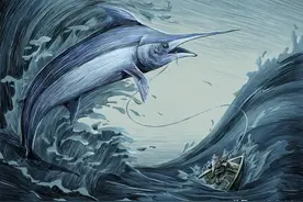 《老人与海》：85天不上钩，终于钓到了十八尺，1500磅大鱼图片