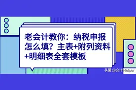 老会计分享：纳税申报怎么填？主表+附列资料+明细表全套模板图片