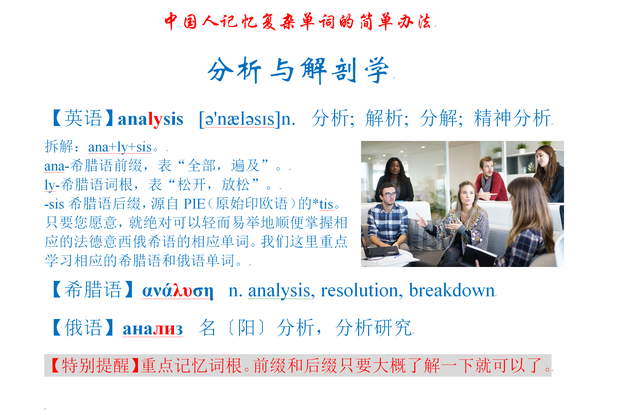 中国人记忆复杂单词的简单办法：分析与解剖学