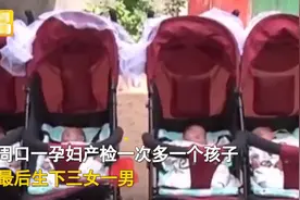 河南一孕妇产检一次多一个孩子，生下三女一男，爷爷高兴极了图片