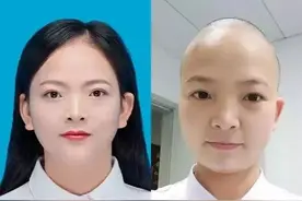 为方便穿防护服，90后女护士将齐腰长发剃成光头图片