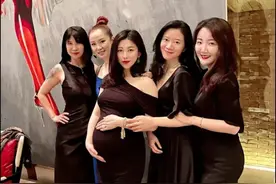 朱珠最美孕妇造型曝光！过生日像走红毯，挺8月大肚子穿黑色礼服图片