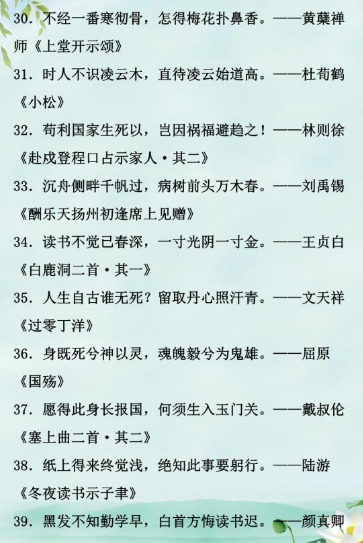 励志古诗篇，“大语文”文学积累，提笔就来，善于引用写满分作文