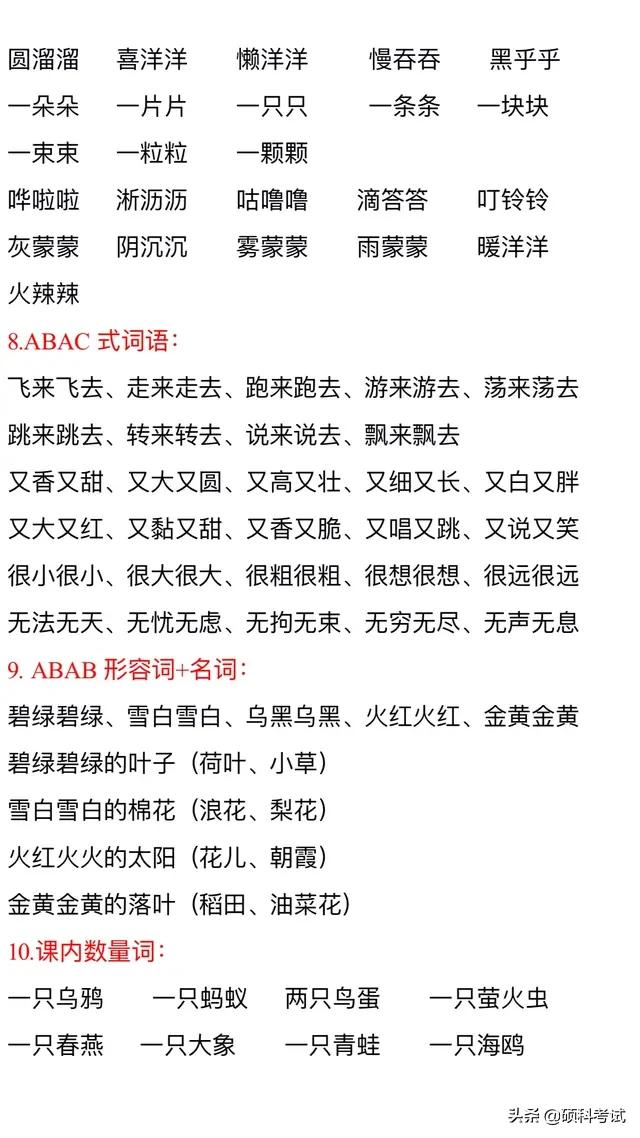 一年级语文下册词语分类盘点，词语积累必备，为孩子收藏好！