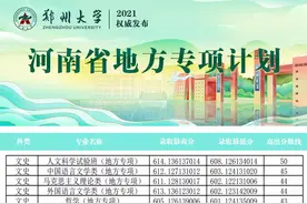 郑州大学2021年在河南省地方专项计划录取分数公布图片