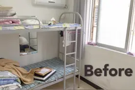 10平宿舍能改造成什么样子？2周花3000元，破旧变小清新图片