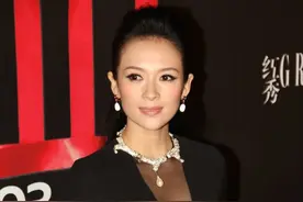 章子怡真的挺会穿，深V礼服秀出傲人身材，身前拼接薄纱更迷人图片