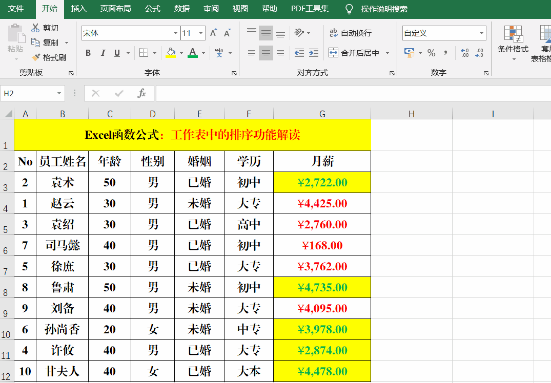 Excel工作表中的排序，你真的掌握吗？10张动画带你了解