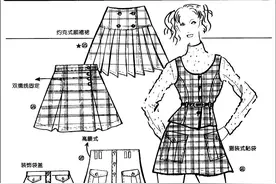 6款时尚美眉半身打褶裙服装设计效果图图片