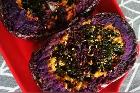 早餐吃什么？教你做香甜绵糯的紫薯饭团，低脂又营养的美味小食图片