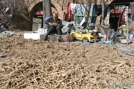 8旬老人住村外窑洞，院内堆满破烂窑洞内贴长寿歌：我自己写的图片