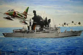 马岛海空大战，英军最黑暗的一天，阿根廷空军击沉考文垂号驱逐舰图片