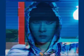 周震南时尚大片，光影交汇中，少年造型搭配极简动作图片