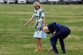 78岁拜登玩浪漫，弯腰摘蒲公英送爱妻，吉尔穿大牌裙“撞衫”梅根图片