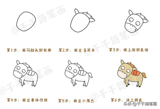 幼儿入门简笔画大全，简单6步学会画小动物，快收藏起来吧