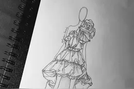 12款时尚晚礼服服装设计线稿手绘图图片