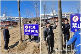 圈地种菜不可为 城管立牌做警示图片