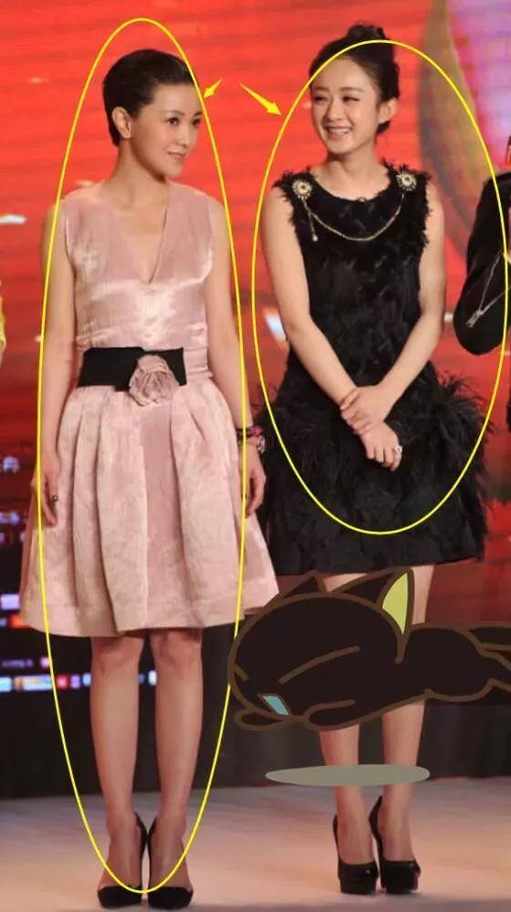 郭采洁158cm,赵丽颖165cm,当两人站一起,差距都在腿上了!