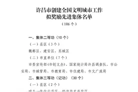 拟奖励2020年度许昌市创建全国文明城市工作先进集体、个人、文明市民名单公示了图片