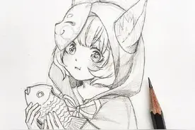 黑白稿 | 二次元女孩线稿图片