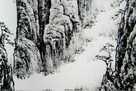 国画大师秦国健焦墨山水画卷欣赏图片