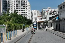 三亚有轨电车轨行区内行人车辆各种“乱入”图片