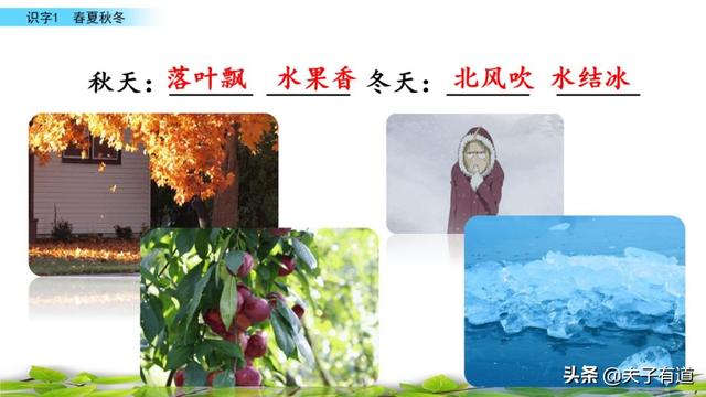 部编版一年级下册语文《春夏秋冬》知识点+图文讲解，给孩子预习