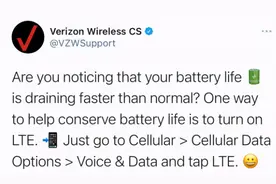 美国最大5G运营商发推特，号召用户关5G打开4G以省电图片