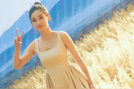 杨颖置身麦田清新养眼，穿素色长裙氛围感超绝，哪像当妈的人图片