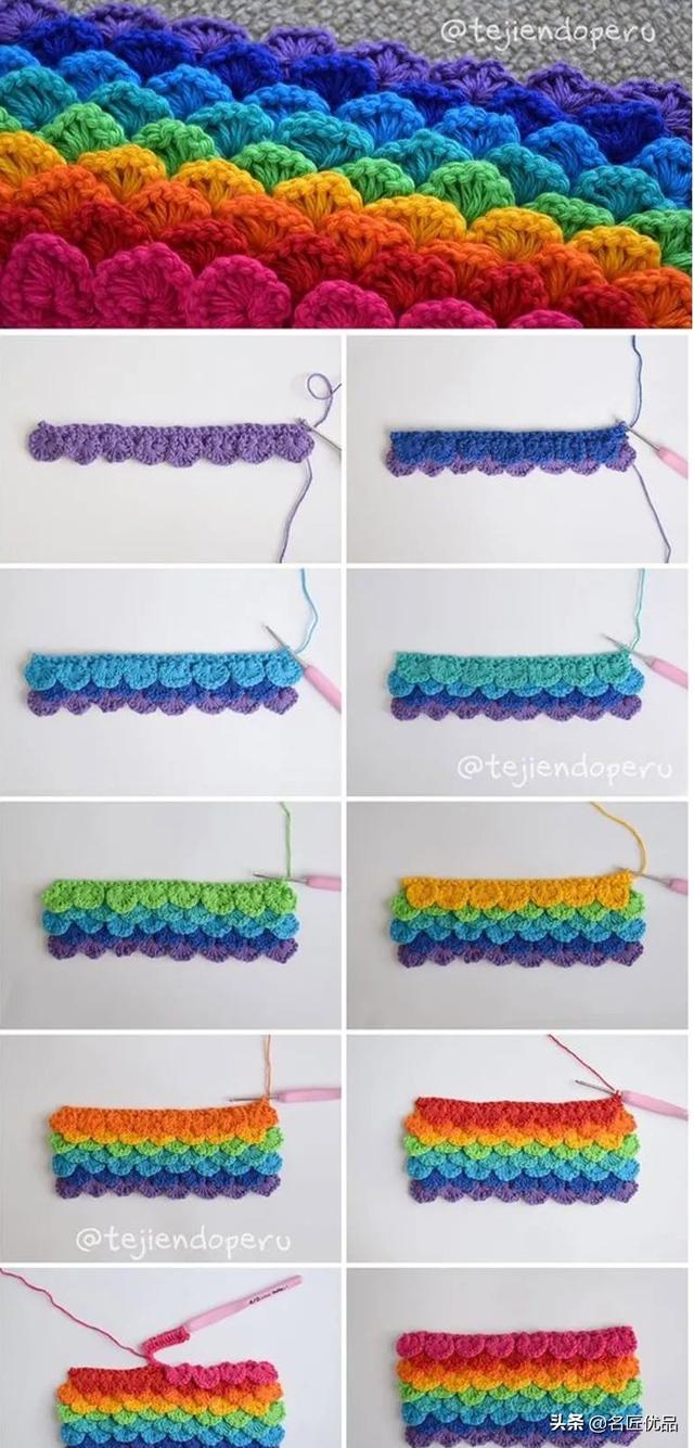 温暖毛线钩鱼鳞的方法