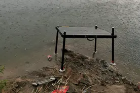 上海淀山湖，雨中有大甲鱼爬上岸，被钓鱼人捉住，钓鱼人：沉得很图片