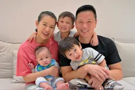 胡杏儿42岁生日拍全家福！仨儿子簇拥画面温馨，富商老公甜蜜表白图片