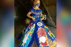 美国女高中生花400小时，用胶带制作晚礼服，照片美翻了图片