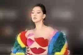 小S徐熙娣也太大胆了！彩虹大衣配嘴唇图案，一身肉色打底太奇葩图片