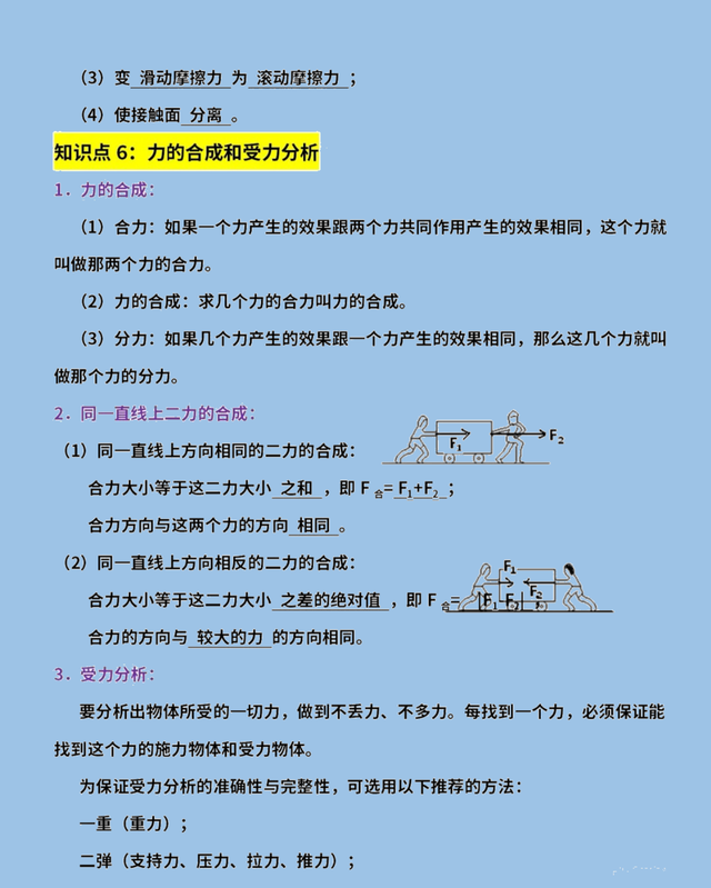 初中物理,力学部分基础知识点汇总
