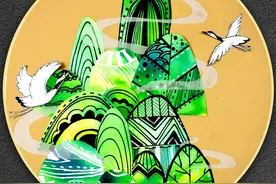 儿童画教程｜创意美术中的线条与色彩《青山鹤鸣》图片