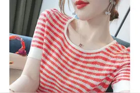 来件不一样的红白条纹针织T吧！让你在夏日也能惊艳全场图片