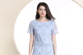 2020夏季女装时尚气质小香风套装显瘦镂空蕾丝连衣裙半身裙两件套图片