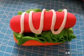 简单好做手工黏土橡皮泥食物热狗，一看就会适合亲子互动游戏图片