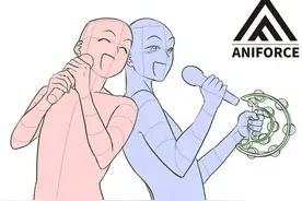 「绘画素材」狗粮来袭！情侣CP日常动态素材参考图片
