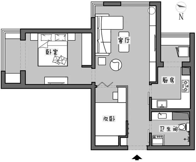 77㎡现代简约，取消餐厅，小户型隔多一个卧室