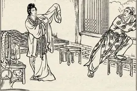连环画水浒传101：武松叫潘金莲下来问情况，找何九叔询问证据图片