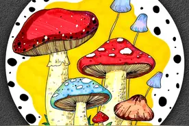 儿童画教程｜水彩笔绘画课程《一丛五彩的小蘑菇》图片